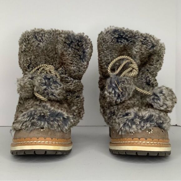 Sam Edelman Faux Fur Gray Leather Lace Up Women’s Ankle Boots Size 7.5M - Picture 3 of 10